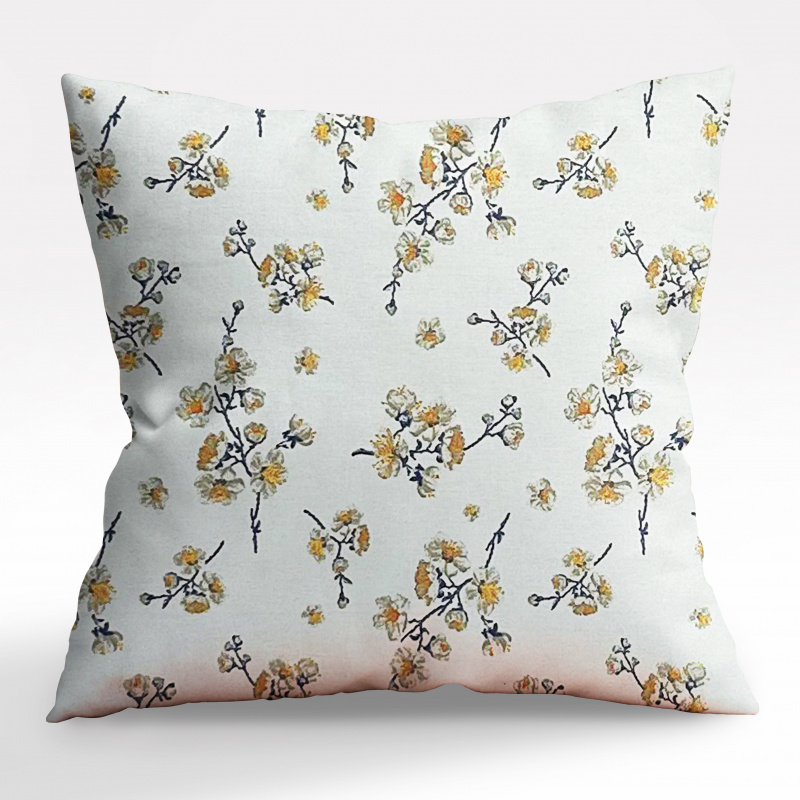 Ervi povlak na polštář bavlněný - Třešňový květ na bílém