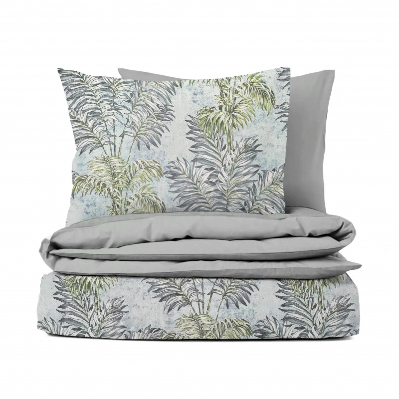 Ervi bavlněné povlečení oboustranné - palmové listy/šedé
