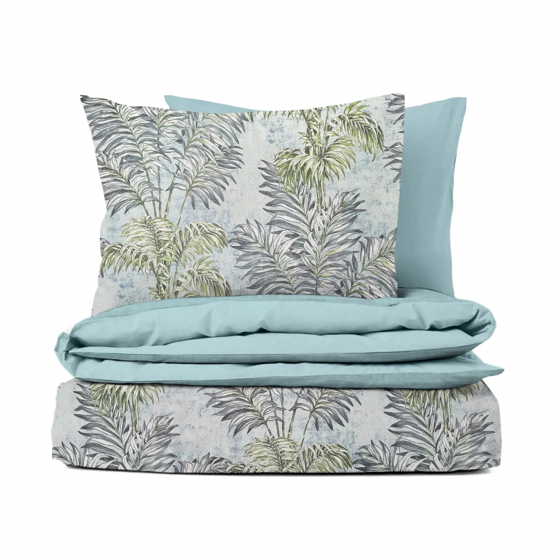 Ervi bavlněné povlečení oboustranné - palmové listy/modré