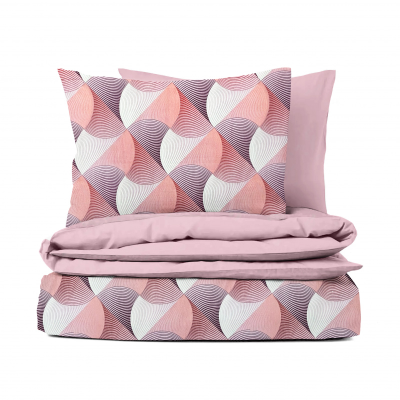 Ervi bavlněné povlečení oboustranné - Vlnění růžové/růžové