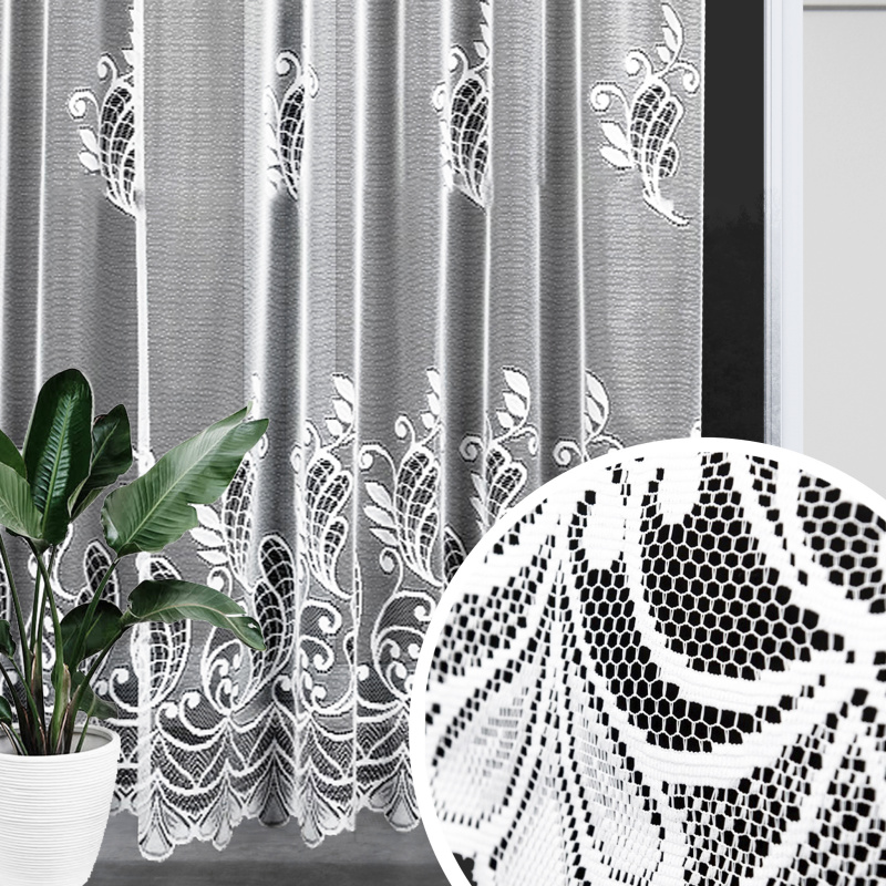 Ervi ﻿žakárová záclona bílá 4959 - výška 120, 130, 140 сm, metráž