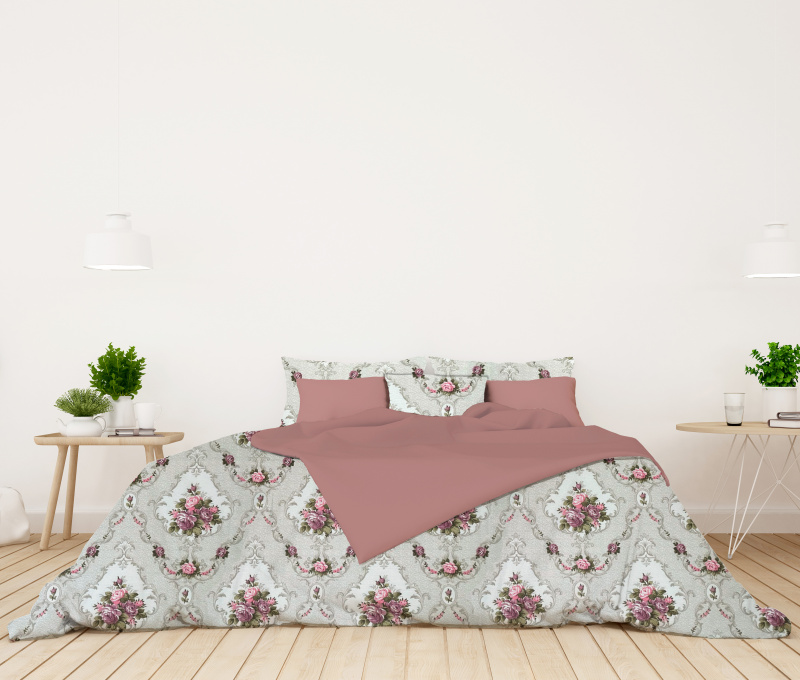 Ervi bavlněné povlečení oboustranné - vintage růže/starorůžové
