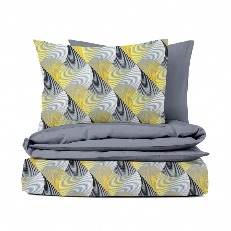 Ervi bavlněné povlečení oboustranné - Vlnění žluté/šedé