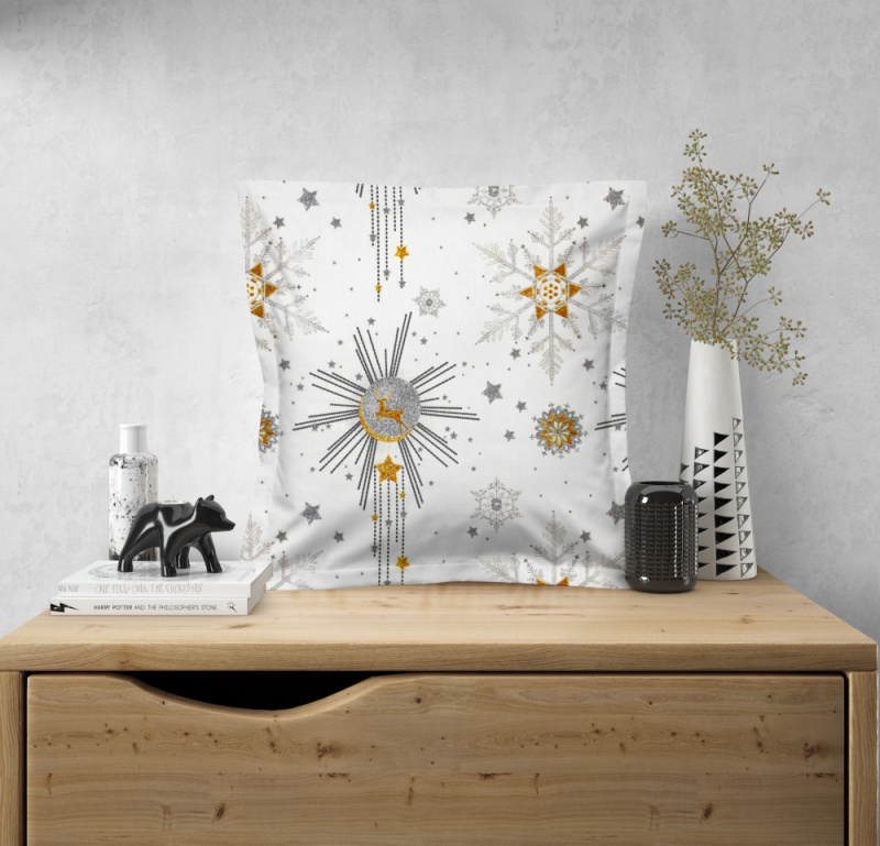 Ervi povlak na polštář bavlněný s lemem - Vánoční - jelen