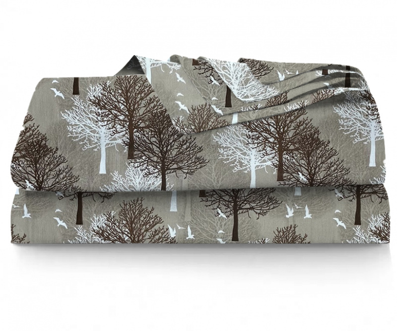 Ervi bavlněné prostěradlo - stromy na hnědém