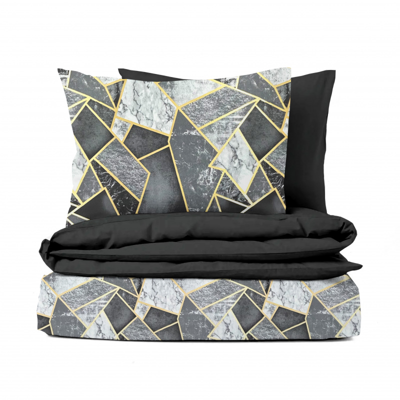 Ervi bavlněné povlečení oboustranné - Mramorový vzor /černé
