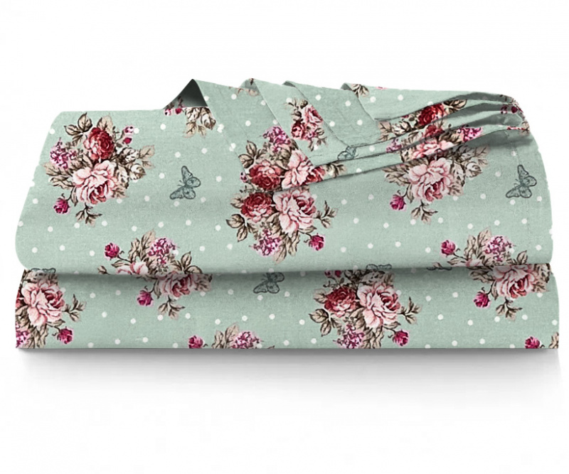 Ervi bavlněné prostěradlo - růže a motýli