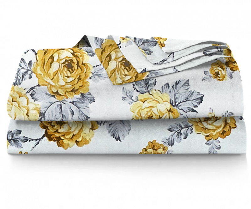 Ervi bavlněné prostěradlo - žluté květy na bílém