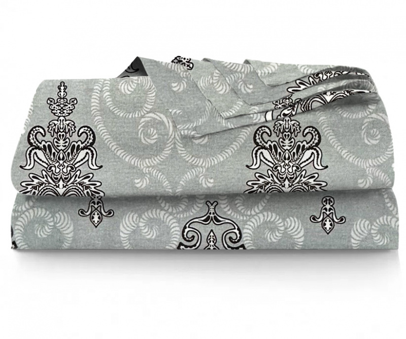 Ervi bavlněné prostěradlo - ornament na šedém