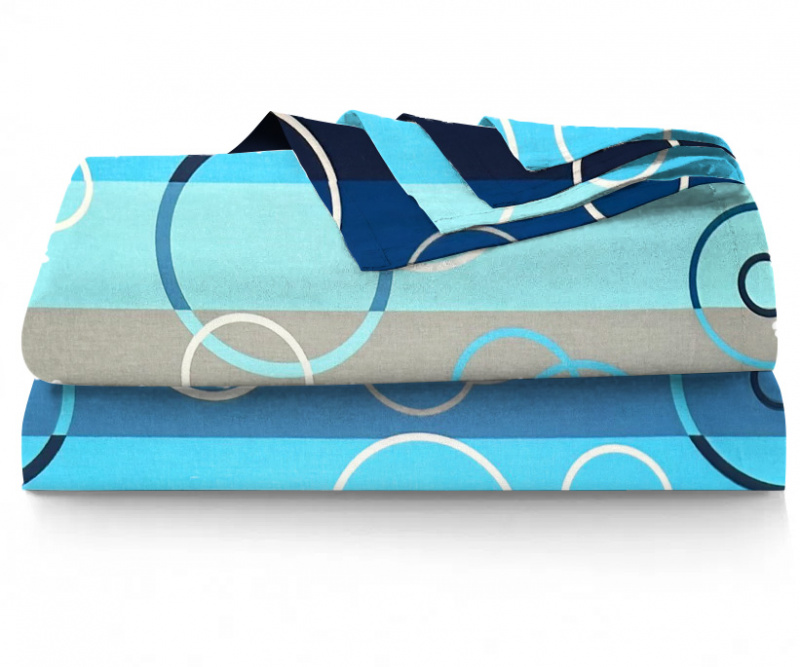 Ervi bavlněné prostěradlo - Kruhy na modrém