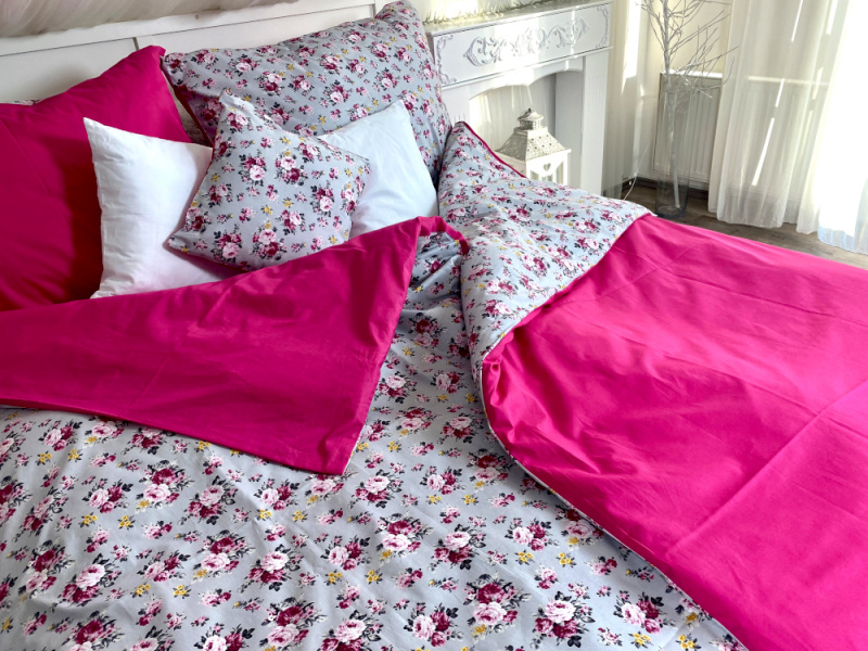 Ervi bavlněné povlečení oboustranné - růžičky/růžové