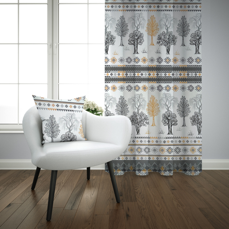 Ervi bavlněný závěs - stromy na bílém