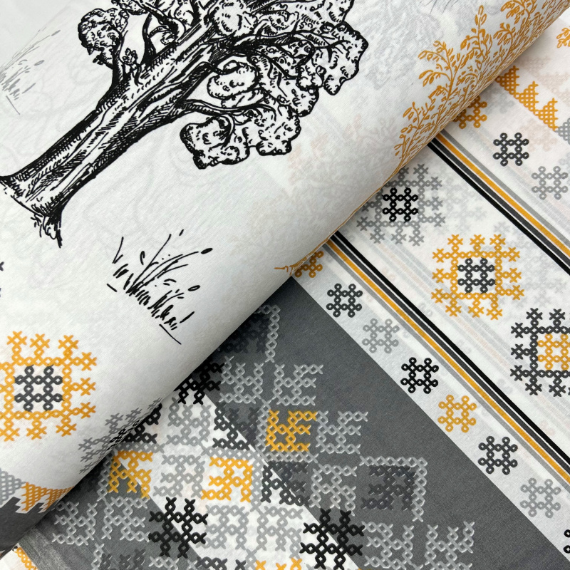 Ervi bavlna  š.240cm - stromy na bílém - 57520-6, metráž