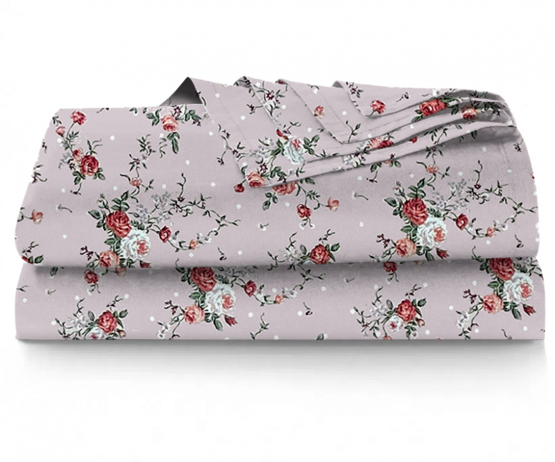 Ervi bavlněné prostěradlo - růžičky na růžovém-2