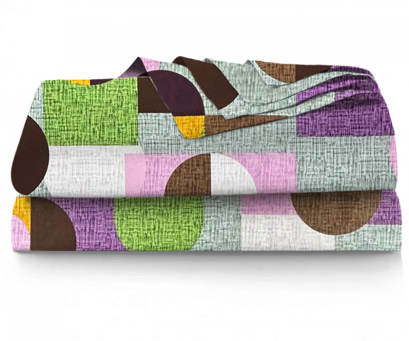 Ervi bavlněné prostěradlo - Geometrický vzor fialové а zelené