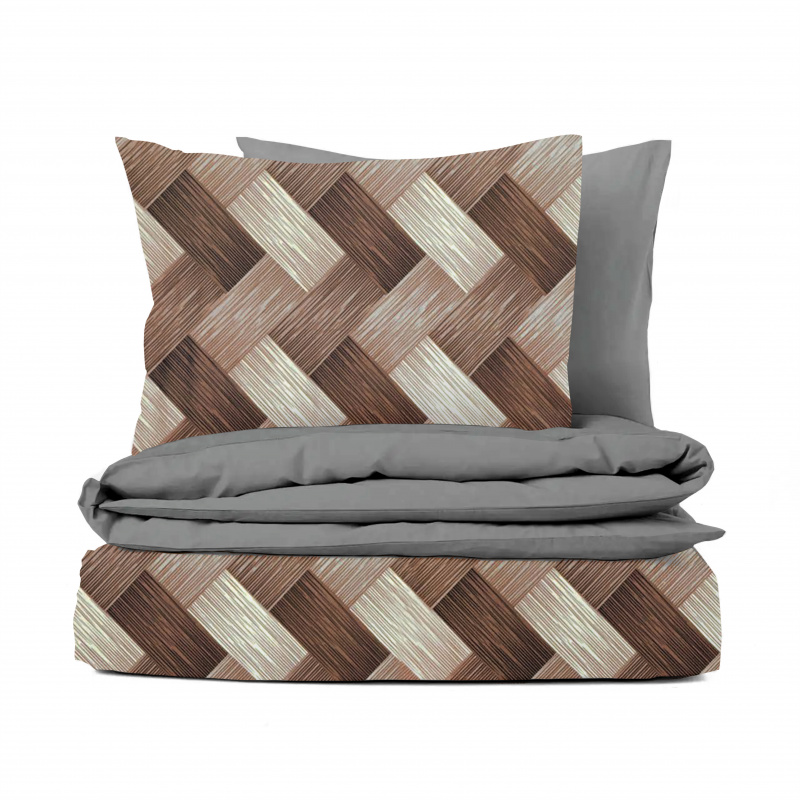 Ervi bavlněné povlečení oboustranné -  Dřevodekor/šedé