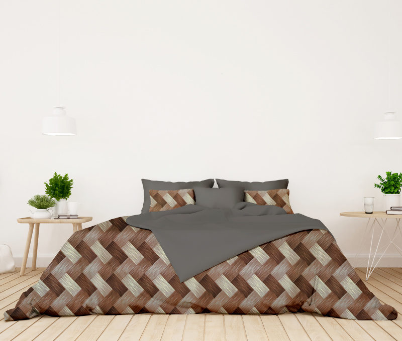 Ervi bavlněné povlečení oboustranné -  Dřevodekor/šedé