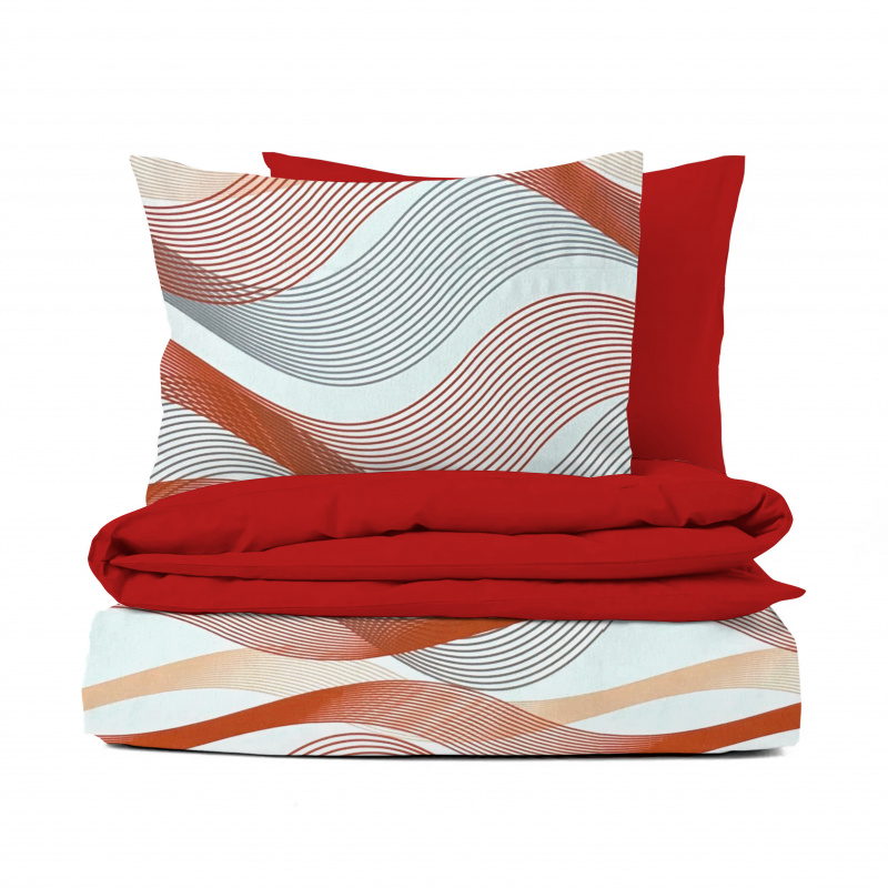 Ervi bavlněné povlečení oboustranné -  pruhované vlny/červené
