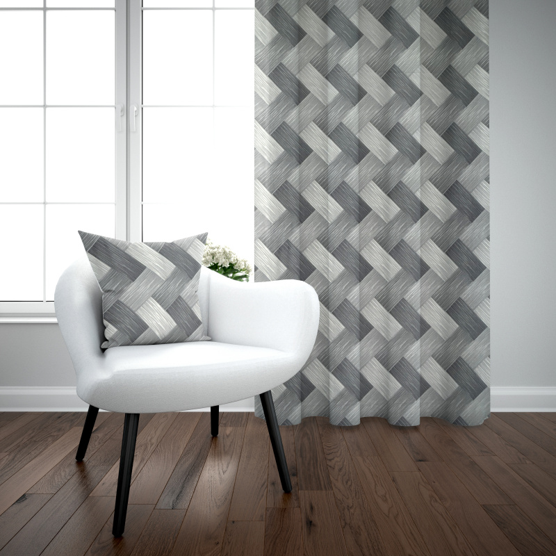 Ervi bavlněný závěs - Dřevodekor šedý