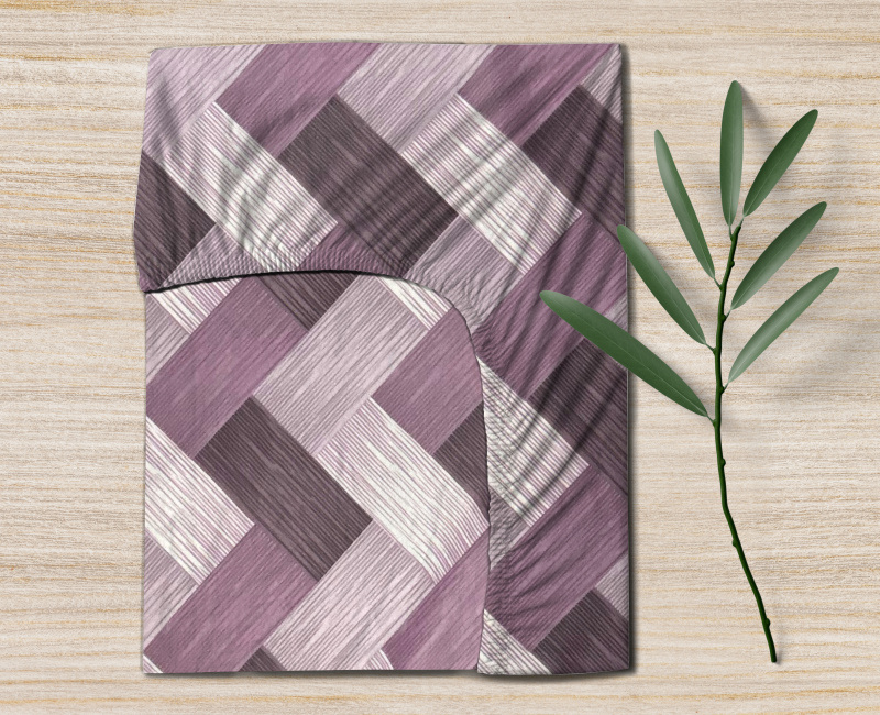 Ervi bavlněné napínací prostěradlo - Dřevodekor fialový