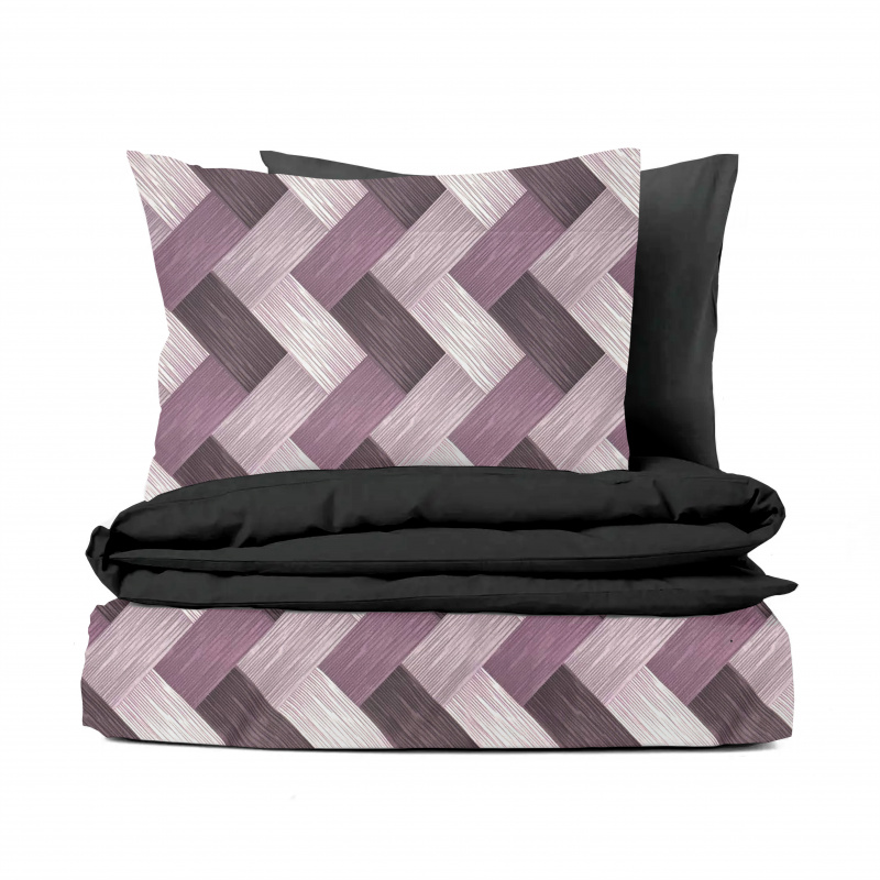 Ervi bavlněné povlečení oboustranné -  Dřevodekor fialový/černé