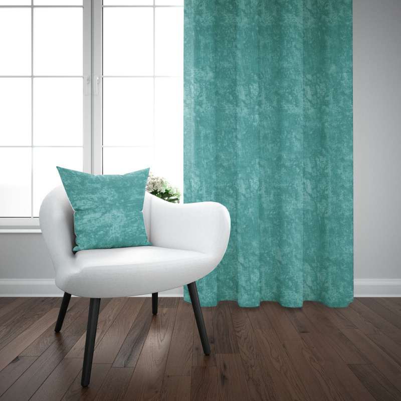 Ervi bavlněný závěs - tyrkysový žihaný