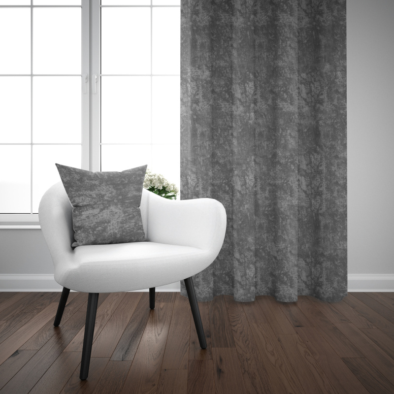 Ervi bavlněný závěs - šedý žihaný