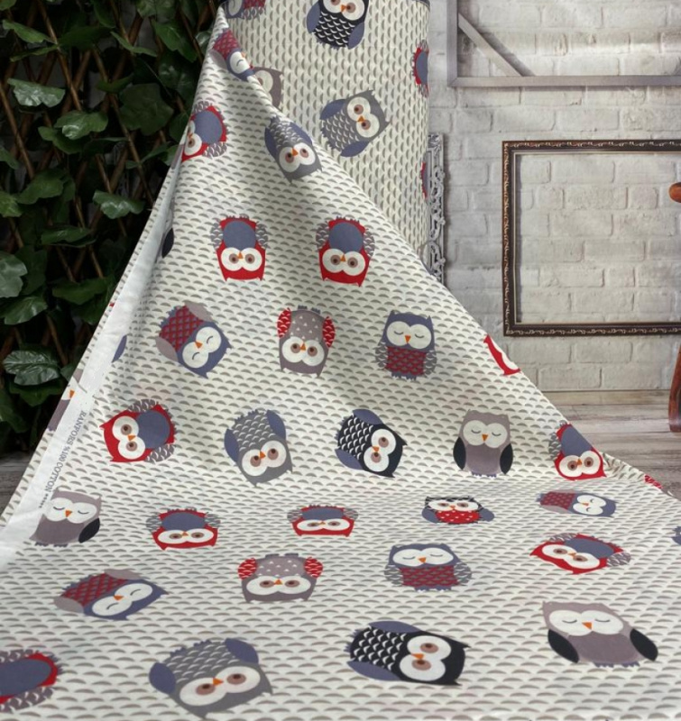 Ervi Bavlněná látka/plátno š.240cm - sovičky č.10388-6, metráž