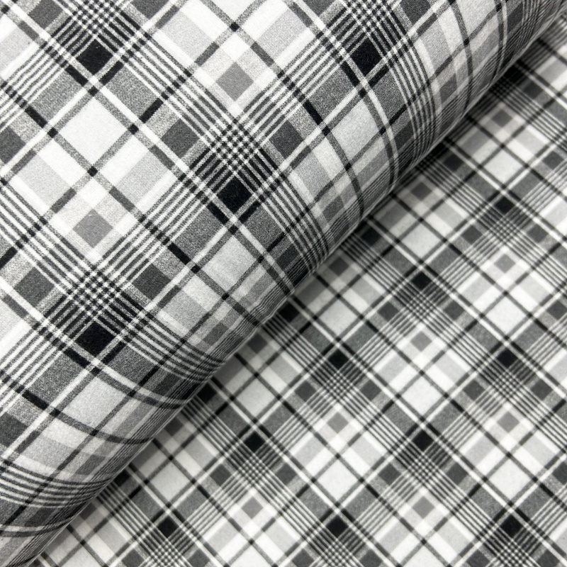 Ervi bavlna flanel š.240cm bílo-černé karo 21101-6, metráž