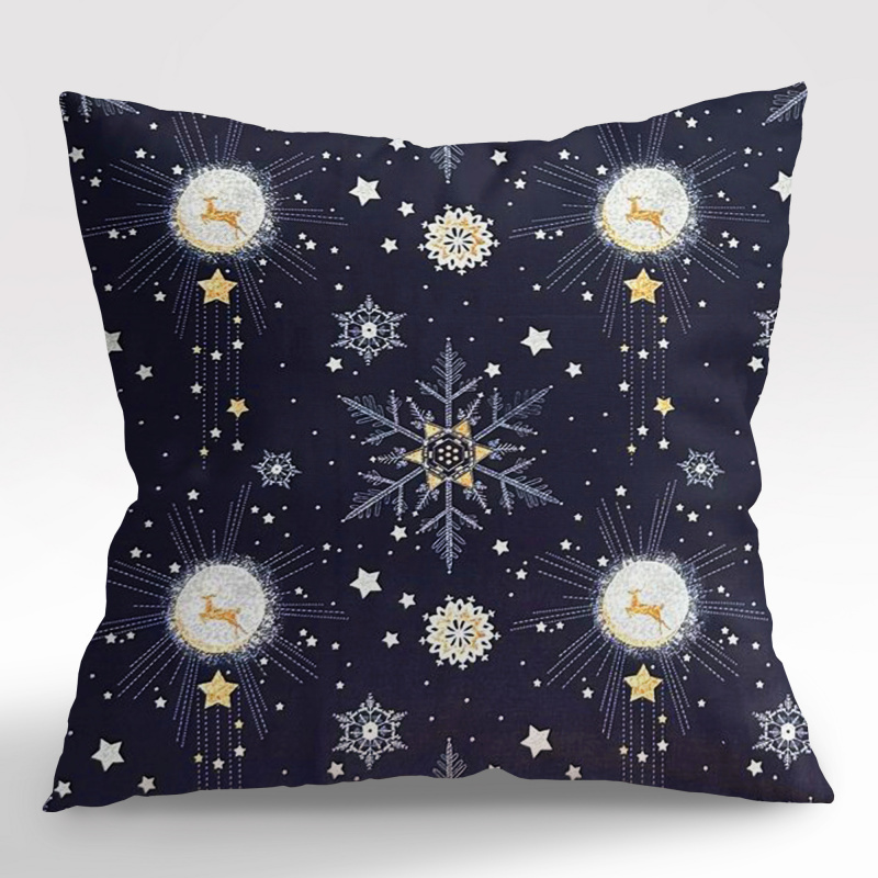 Ervi povlak na polštář bavlněný - Vánoční vzor modrý