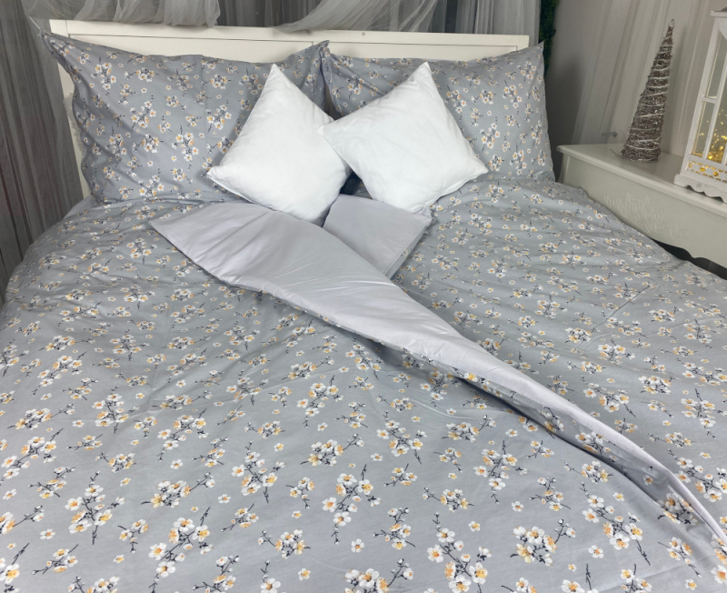 Ervi Bavlněná látka/plátno š.240cm - Třešňový květ na šedém č.25732-10, metráž