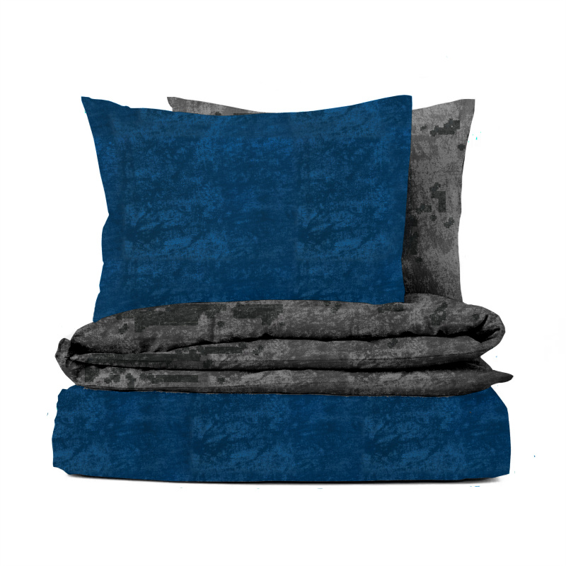 Ervi bavlněné povlečení oboustranné - tmavě modrá žihaná/šedé