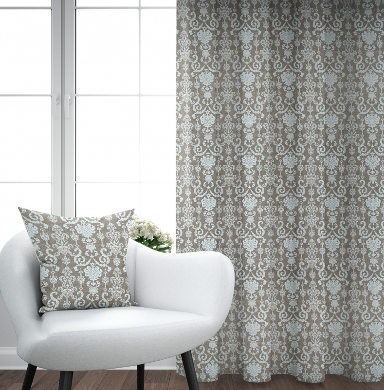 Ervi bavlněný závěs - Vintage motiv na béžovém