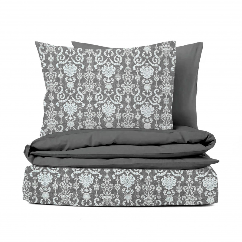 Ervi bavlněné povlečení oboustranné - Vintage motiv na šedém/šedé