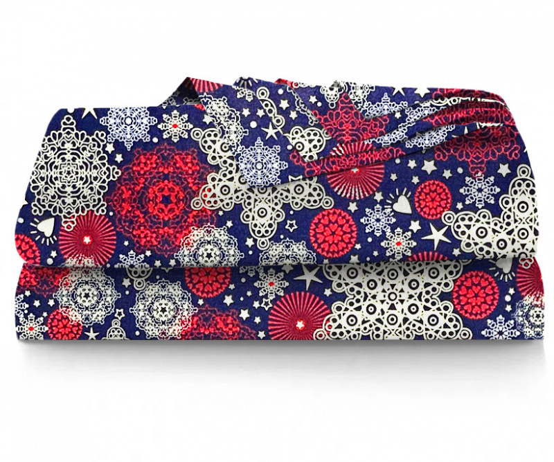 Ervi bavlněné prostěradlo - sněhové vločky na modrém