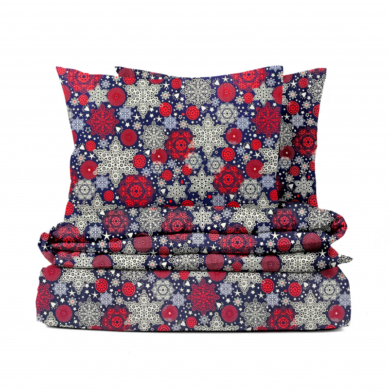 Ervi bavlněné povlečení - sněhové vločky na modrém