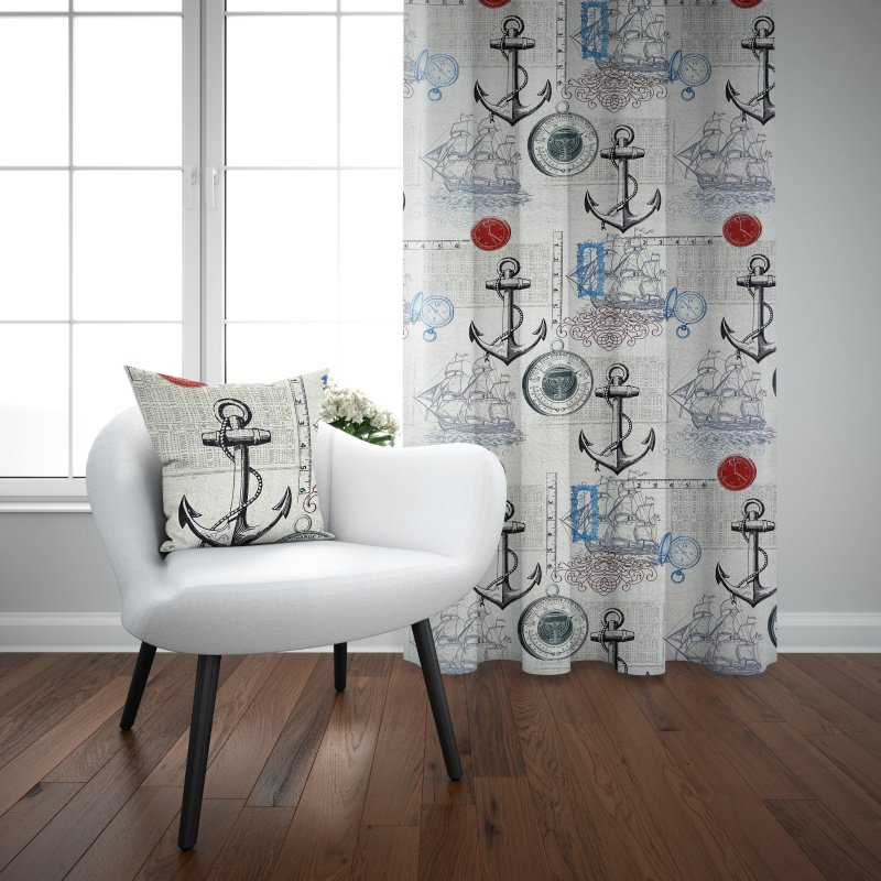 Ervi bavlněný závěs - mořský vzor