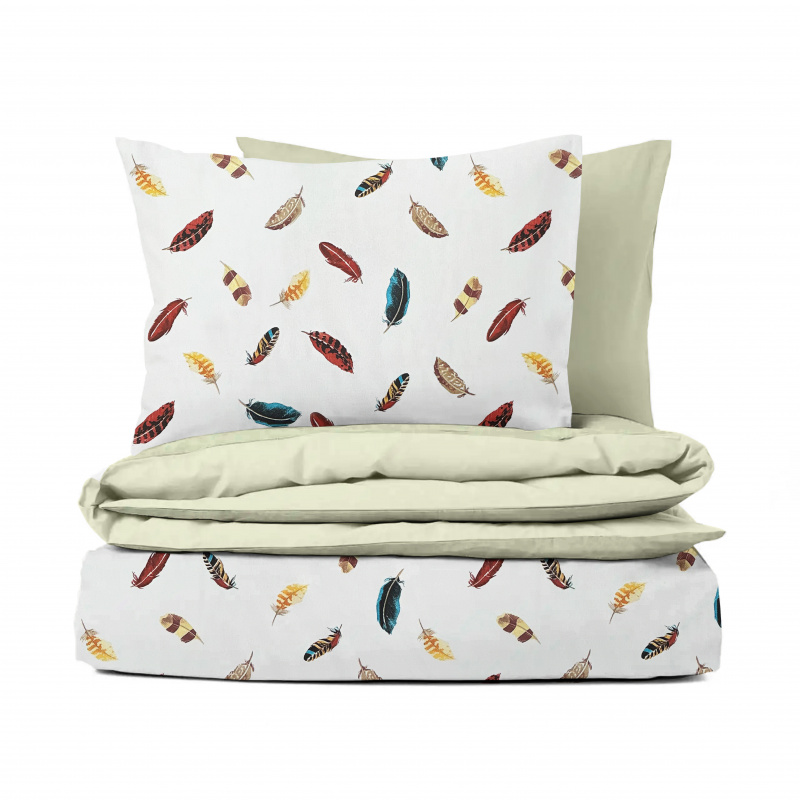 Ervi bavlněné povlečení oboustranné -  barevné peří/béžové