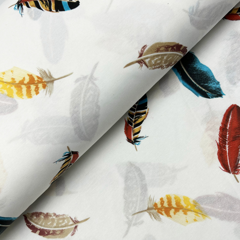 Ervi Bavlněná látka/plátno š.240cm - barevné peří č.126311-1, metráž