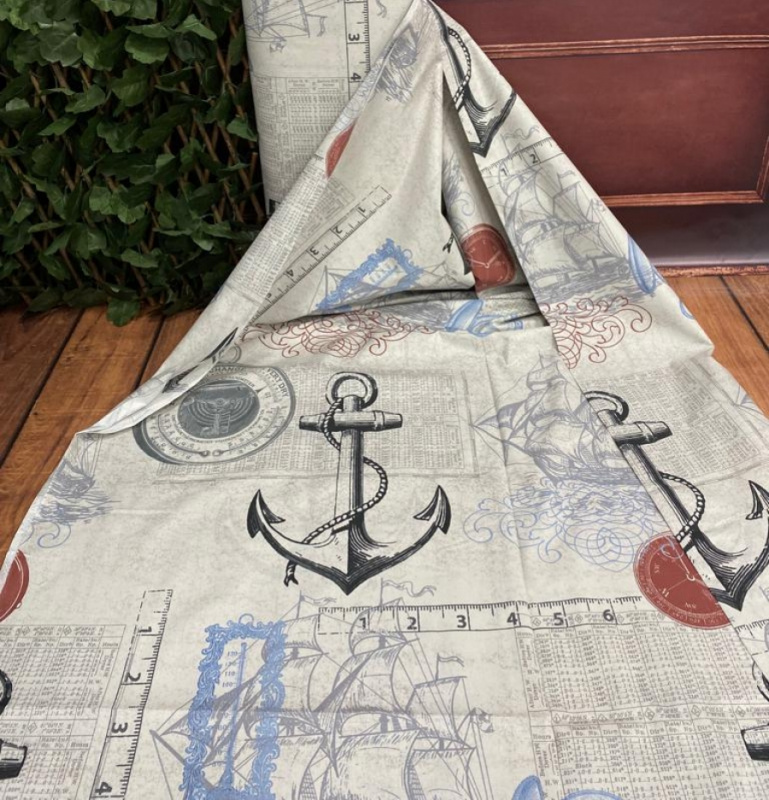 Ervi Bavlněná látka/plátno š.240cm - mořský vzor 18699-3, metráž