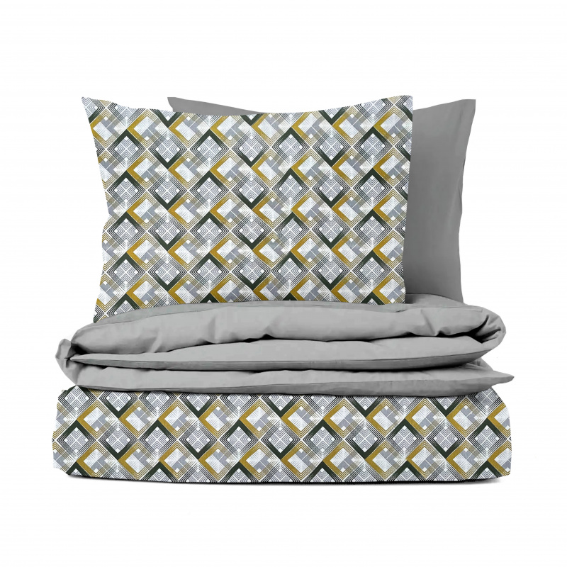 Ervi bavlněné povlečení oboustranné - Barevné kosočtverce/šedé