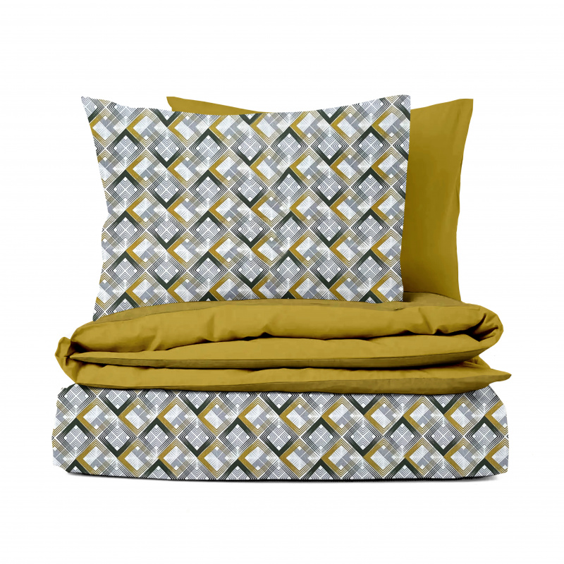 Ervi bavlněné povlečení oboustranné - Barevné kosočtverce/hořčice