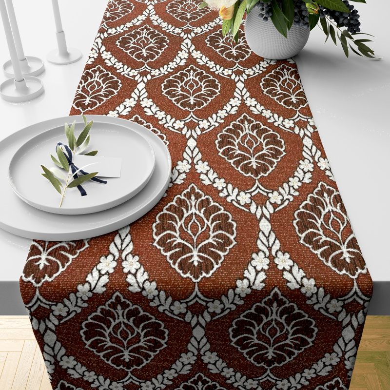Ervi Gobelinový běhoun na stůl Asetat-5001 hnědý