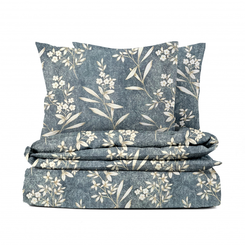 Ervi bavlněné povlečení - bílé květinky na modrém