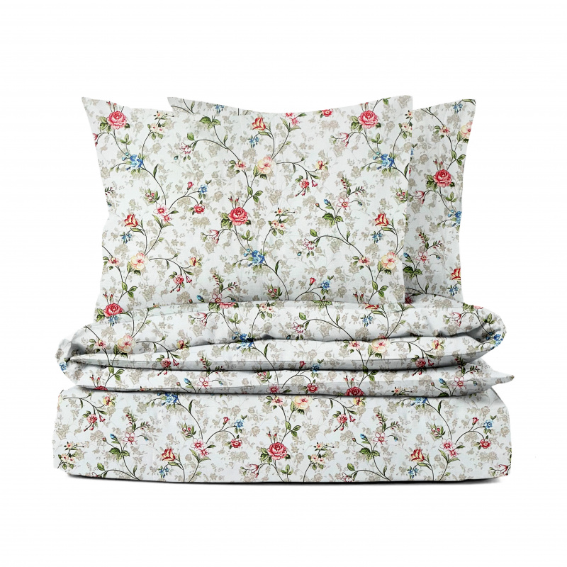 Ervi bavlněné povlečení - pnoucí květy na bílém