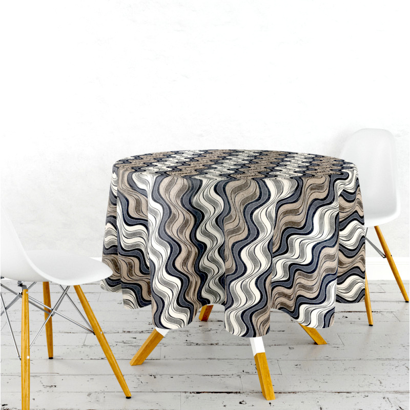 Ervi gobelínový ubrus na stůl kulatý - Nehir béžový