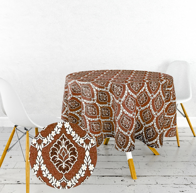 Ervi gobelínový ubrus na stůl kulatý - Asetat-5001 hnědý