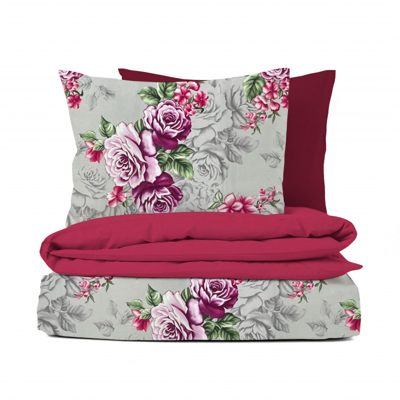 Ervi Bavlněné Saténové povlečení DELUXE DUO - Růže fialové/fuchsia