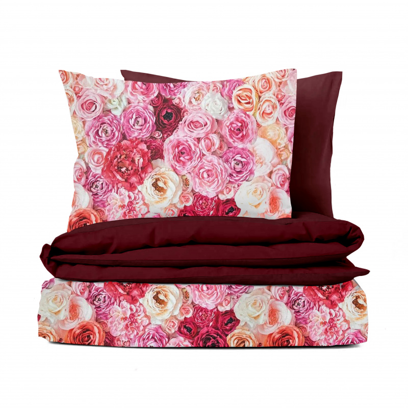 Ervi Bavlněné Saténové povlečení DELUXE DUO - Glami/bordo