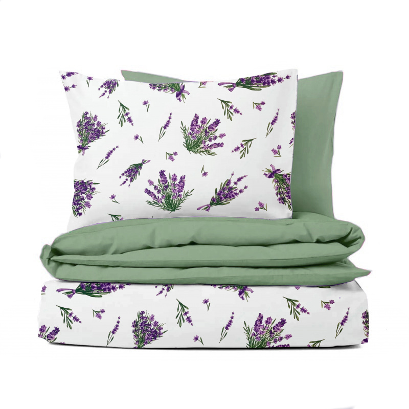 Ervi flanelové povlečení oboustranné - levandule 25197-1 /mint